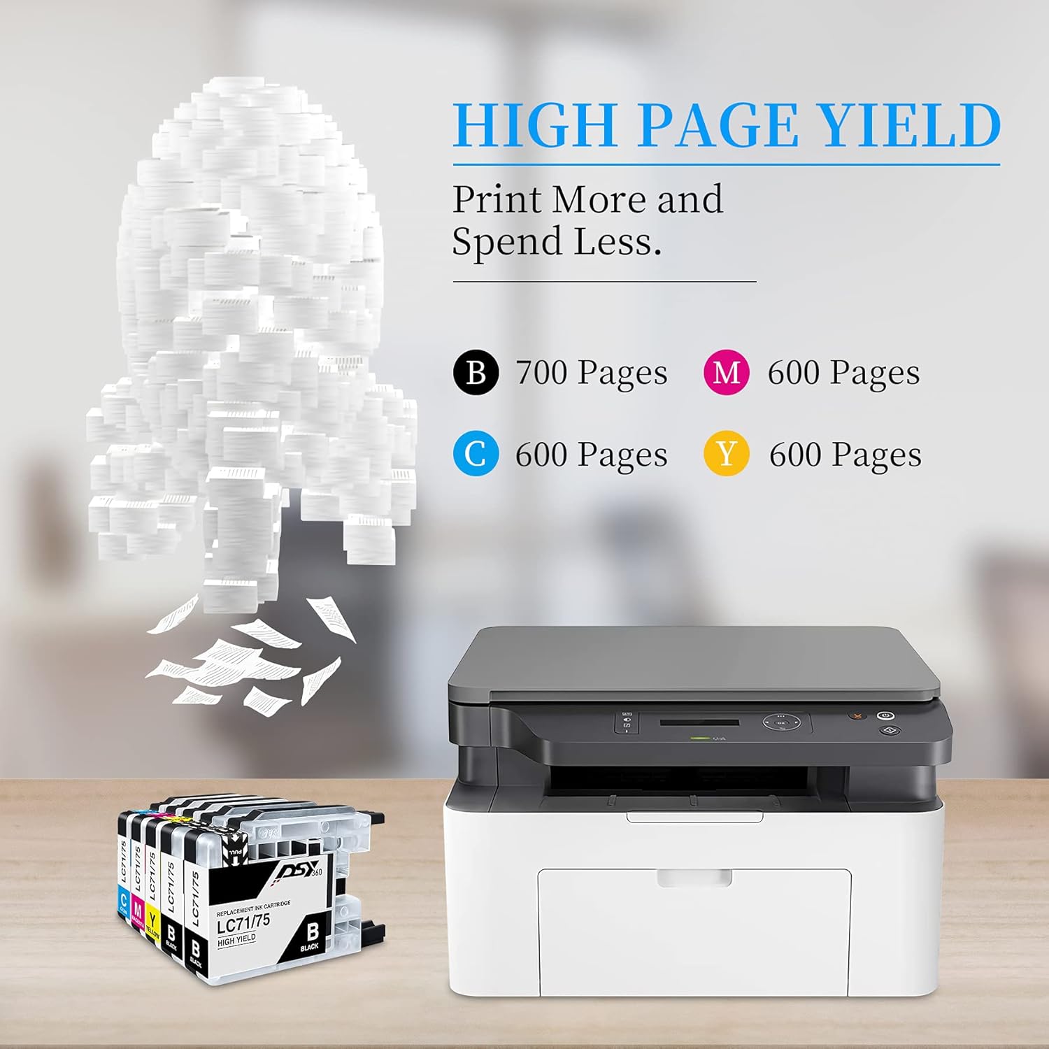 LC75XL LC71 LC75CL Color Ink Cartridges Compatible 5 Black/3 Cyan/3 Magenta/3 Yellow LC75 XL Ink Replacement for Brother LC75 High Yield to Use with MFC-J6510DW J6710DW J6910DW J280W J425W