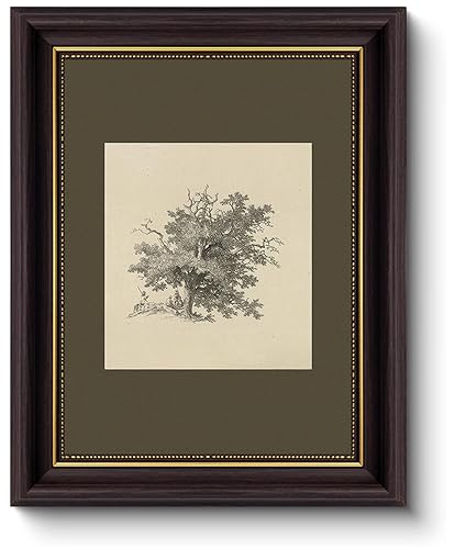 Myzoran Dark Brown Frame Vintage Tree Wall Art Prints, Farmhouse Tree Sketch Landscape Pictures Painting,Rustic Neutral Vintage Siege Green Artwork,for Bathroom Bedroom Gallery Home Decor(12" x 16") - Tree - 16"Lx12"W