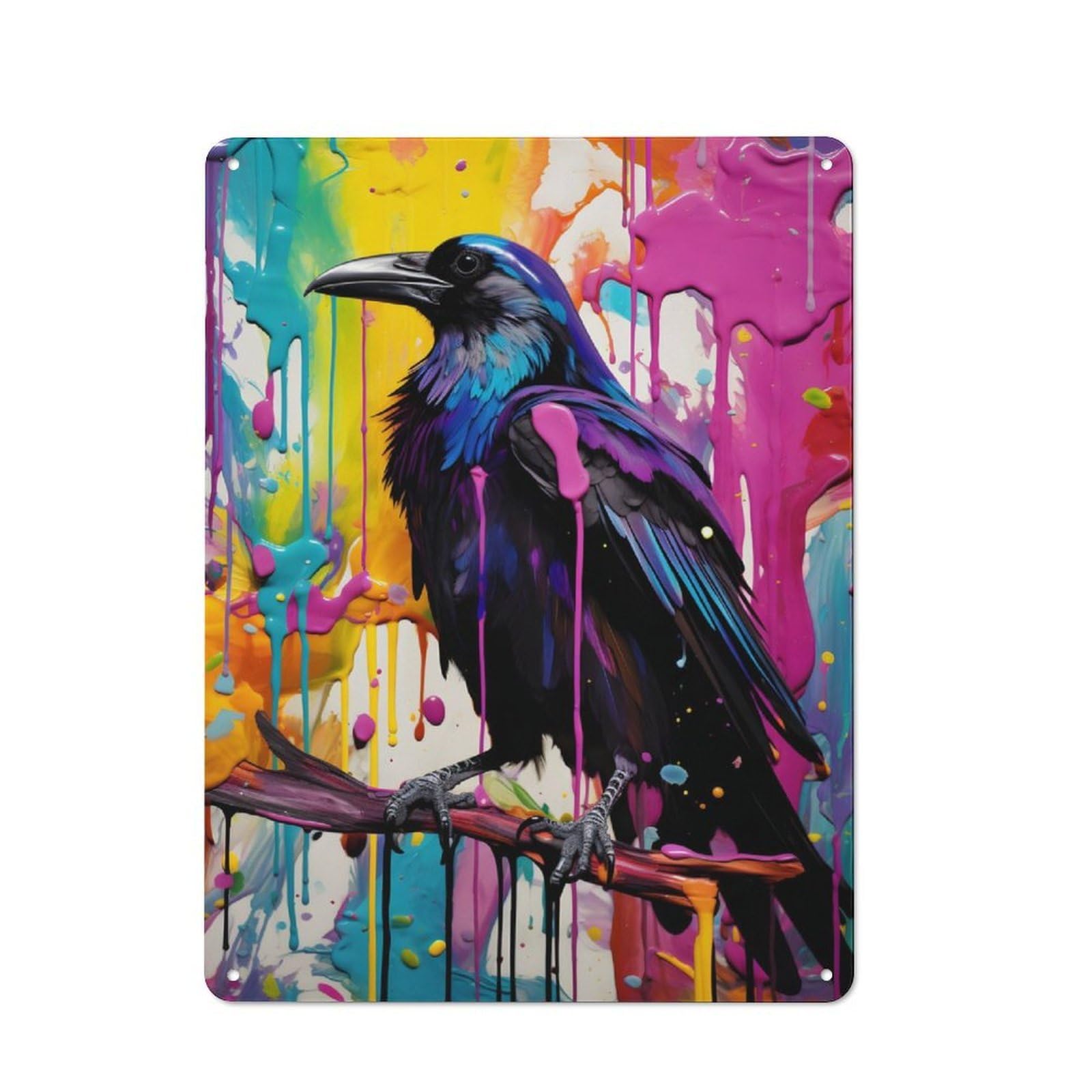Junmoney Abstract Raven Deco 40X30cm Retro Metal Sign With For Café Or Restaurant, For Collectors Decorating Cafés And Restaurants