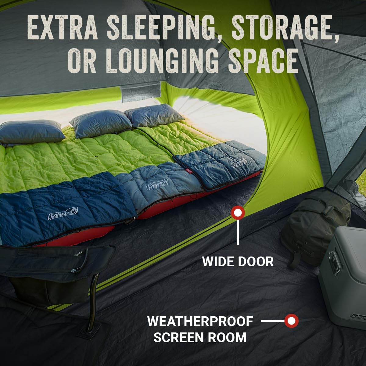 Coleman Skydome - Tienda de campaña con mosquitera, se Monta en 5 Minutos, Resistente a la Intemperie, 4/6/8 Personas, Bolsa de Transporte, Hecha de Materiales sin PFAS