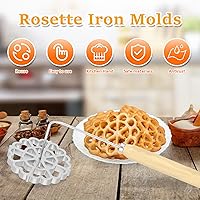 Vista 5 de Molde para bunuelos, molde de aluminio para hacer galletas con mango de madera, juego de moldes de hierro rosetón desmontable, moldes de gofre