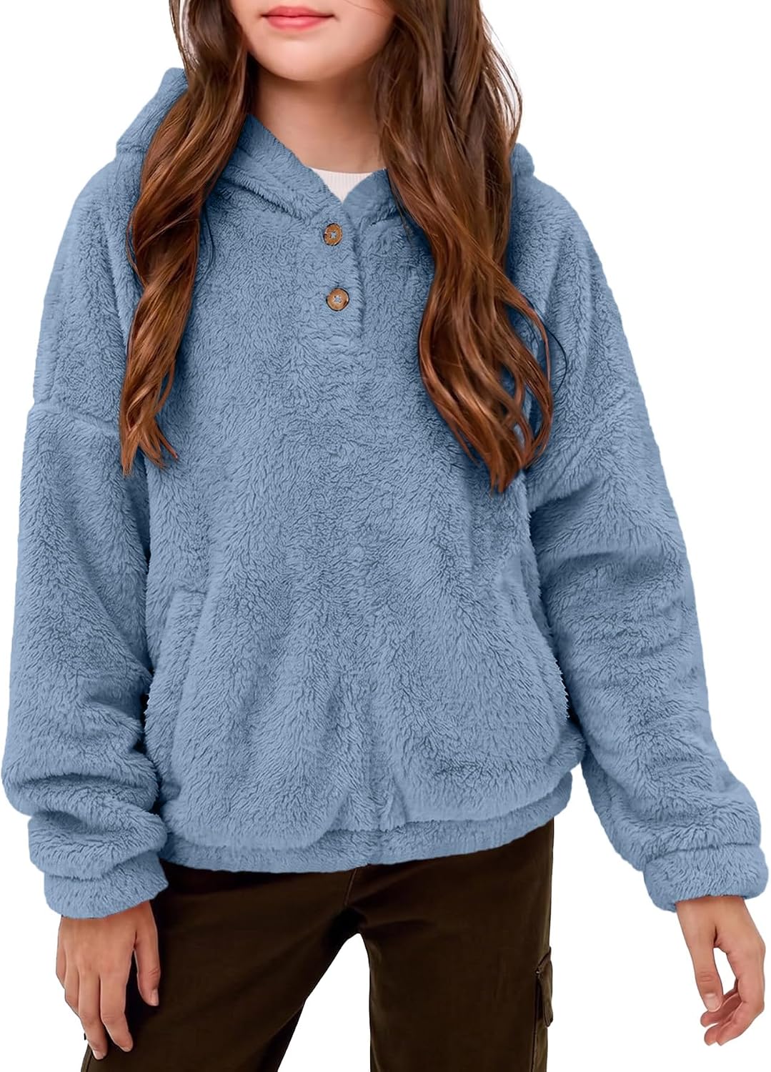 ZDC Kids Girls Fuzzy Sherpa Hoodies Sweatshirt 4-15 Years