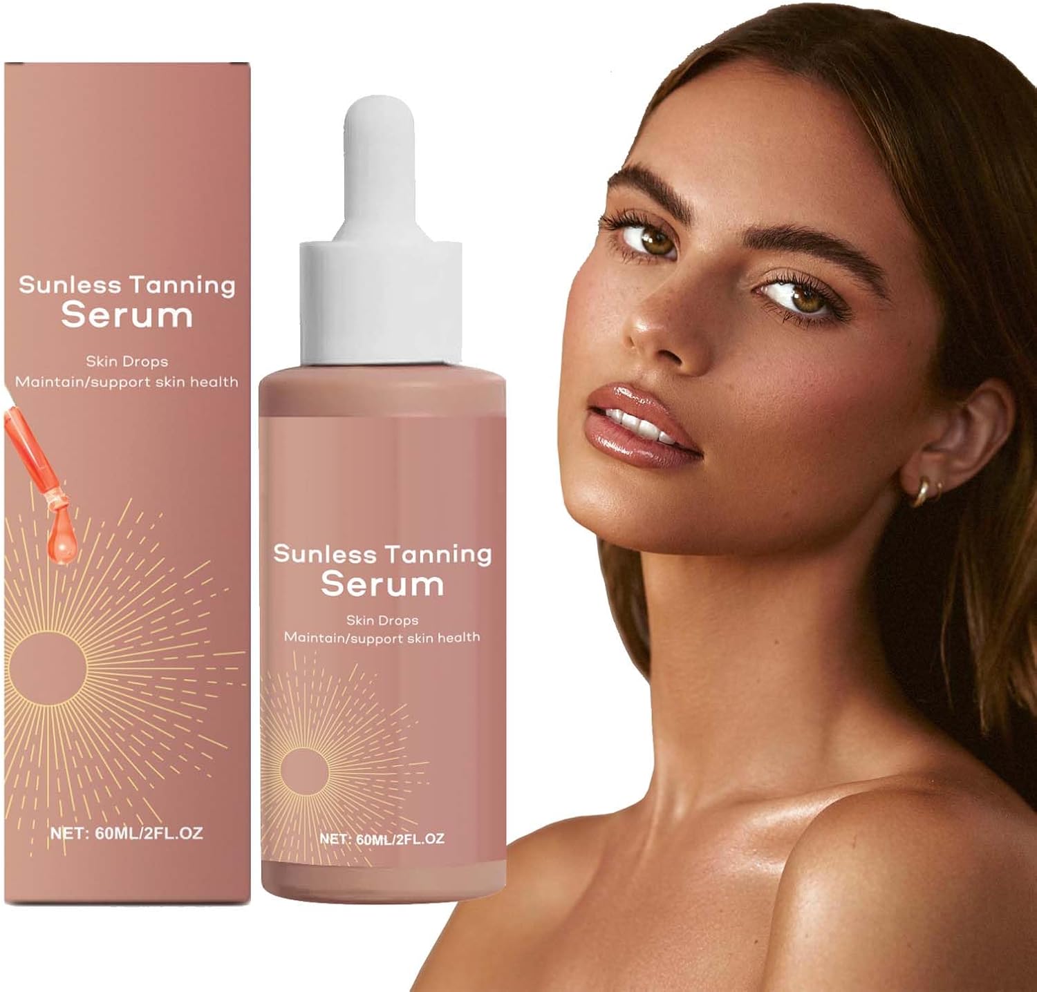 Bruiningsdruppels, 60 ml, zelfbruinende druppels, bronzing druppels voor natuurlijke verhoging van melanine, zelfbruinende druppels, langdurige bruining, solarium voor gezicht en lichaam, veilig en