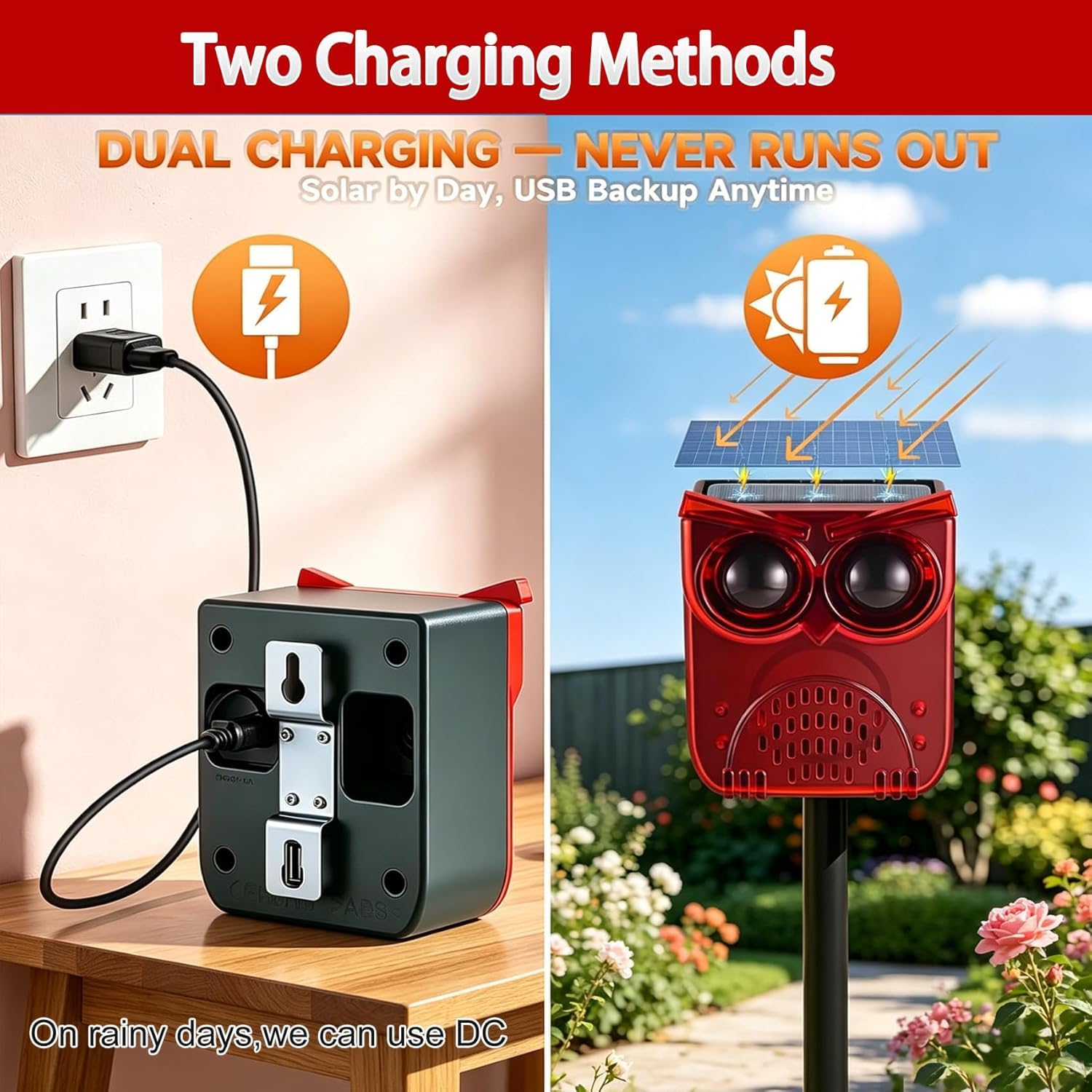 Alarma solar con sensor de movimiento para exteriores, 129 dB, alarma auditiva, seguridad intermitente, 13 sonidos para perros, barcas y disparos, jardín, granja, defensa de animales (2