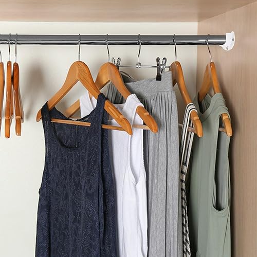 Miniatura 5 de Shonmogar Wardrobe Closet Rod Bracket 6 Pack Closet Pole Brackets for Wall with Screws, Stainless Steel Rod Flange Holder for Closet Sturdy White