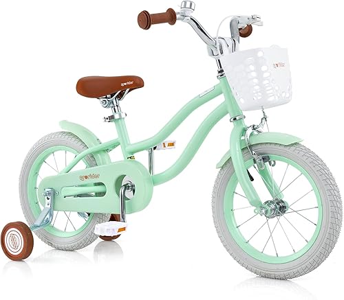 Miniatura 24 de BABY JOY Bicicleta infantil, 12 14 16 18 20 pulgadas, para niños y niñas, con asiento ajustable, cesta removible, freno de mano y freno de