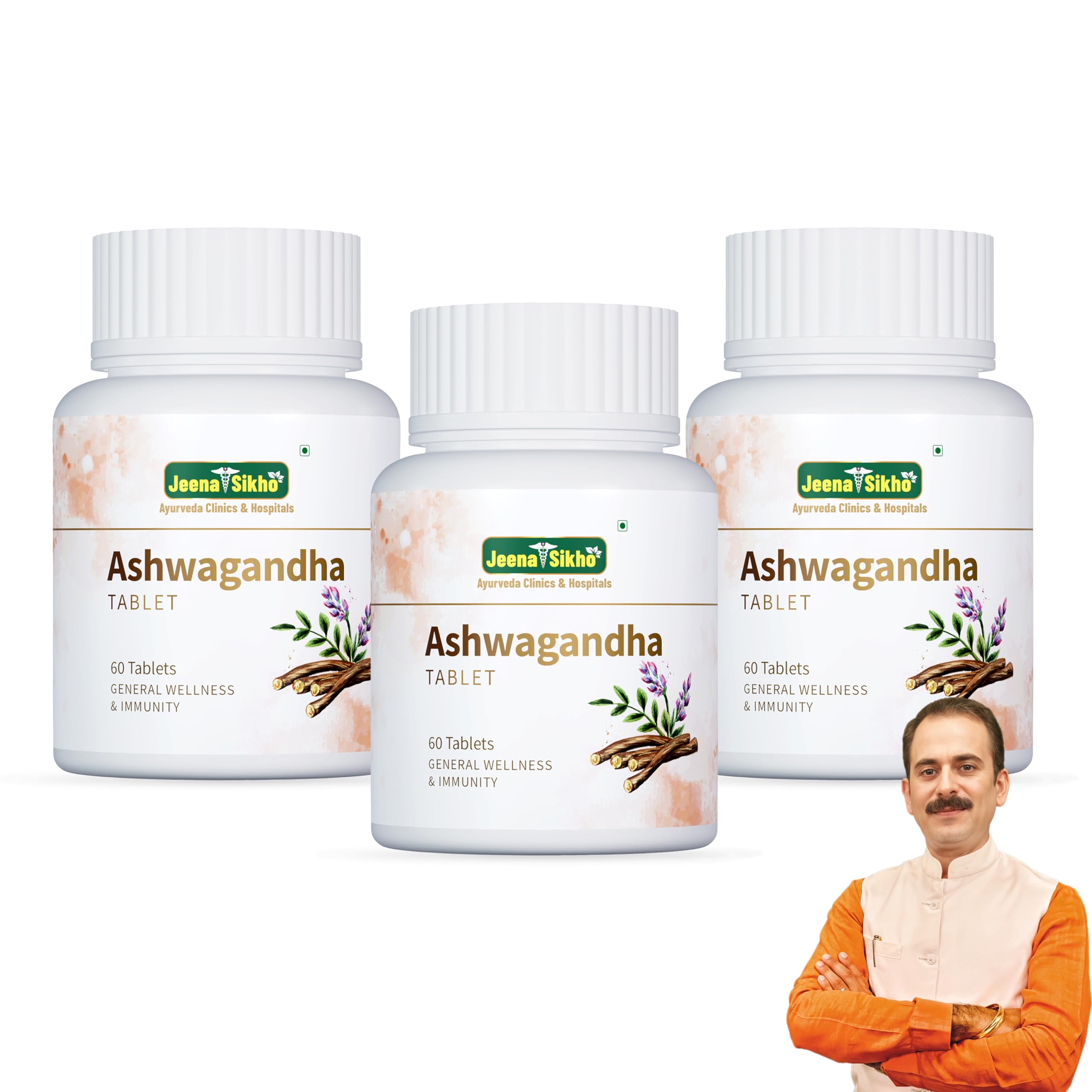 [BRSRAAIDA4CQGFY7] Jeena Sikho Ashwagandha Tablets | Naturally Helps In Stress Management | Boosts Strength & Energy Of The Body, 60 Tablets, Pack of 3