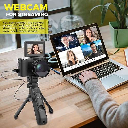 Miniatura 5 de Cámara digital con kit de accesorios para creador, cámara de video 4K de 48 MP para vloggers, control remoto, enfoque automático, pantalla abatible,