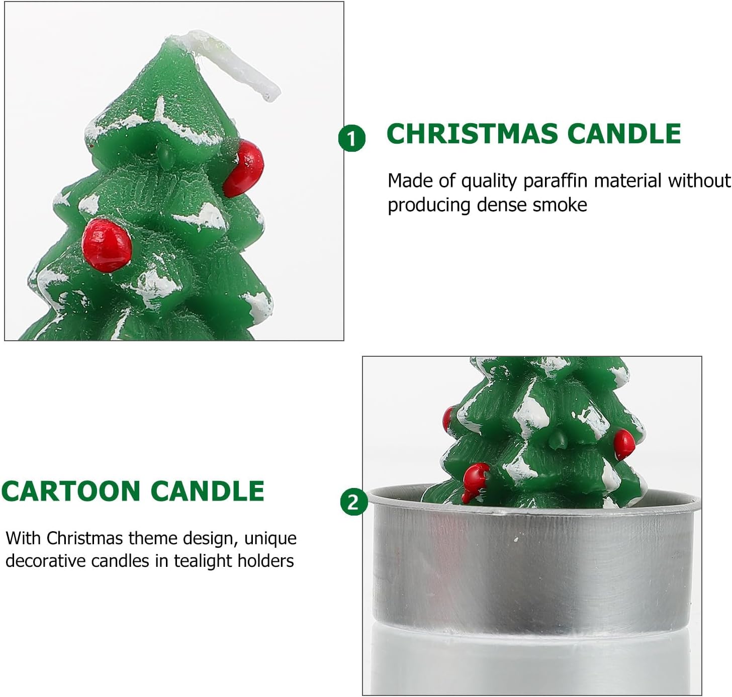 3pcs Christmas Tree-Shaped Paraffin Candles for Party Room Decor