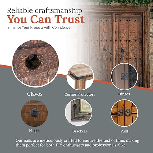 Miniatura 3 de 100 Pack 1" Small Round Head Iron Clavos Decorative Nails – Sealed Unfinished – Handmade Rustic Round Fasteners for Farmhouse Shutter, Faux Wood