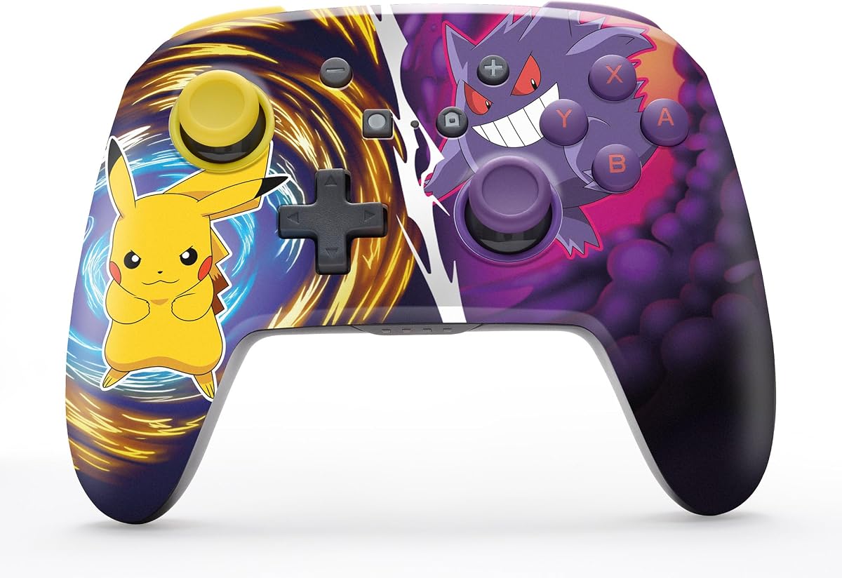 Controlador inalámbrico mejorado PowerA para Nintendo Switch/Switch 2 / Switch Lite/modelo OLED - Pikachu vs. Gengar - Gamepad, controlador de juego, con licencia oficial