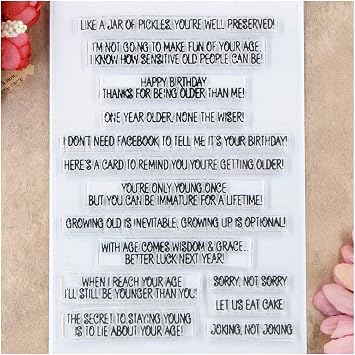 Kwan Crafts Words Letters Happy Birthday Let Us Eat Cake Clear Stamps for Card Making Decoration and DIY Scrapbooking