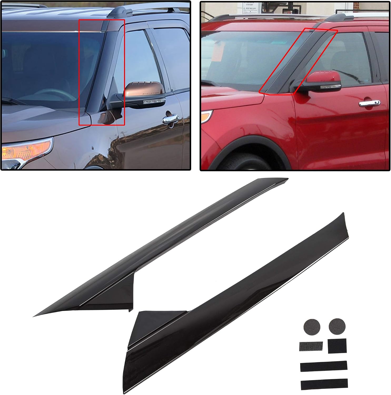 ECOTRIC Molding Windshield Outer Trim Compatible with 2011-2019 Ford Explorer 4 Door W/Side Tape