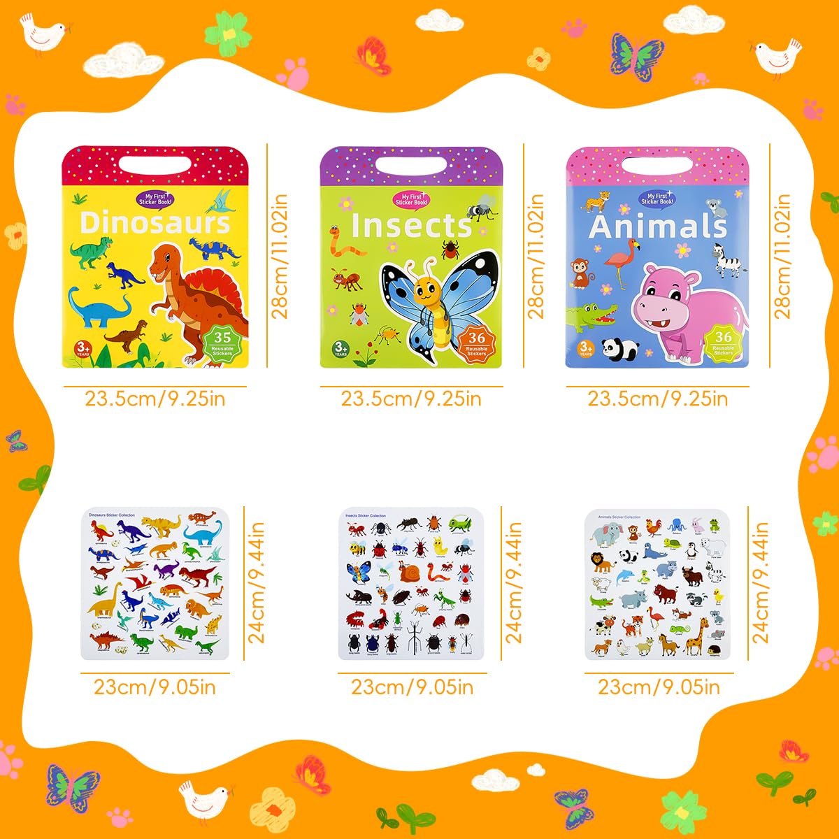Lotsdonxia 3 Pcs Reusable Sticker Books for Toddlers Multi-Element Theme Sensory Learning Gift - Image 2