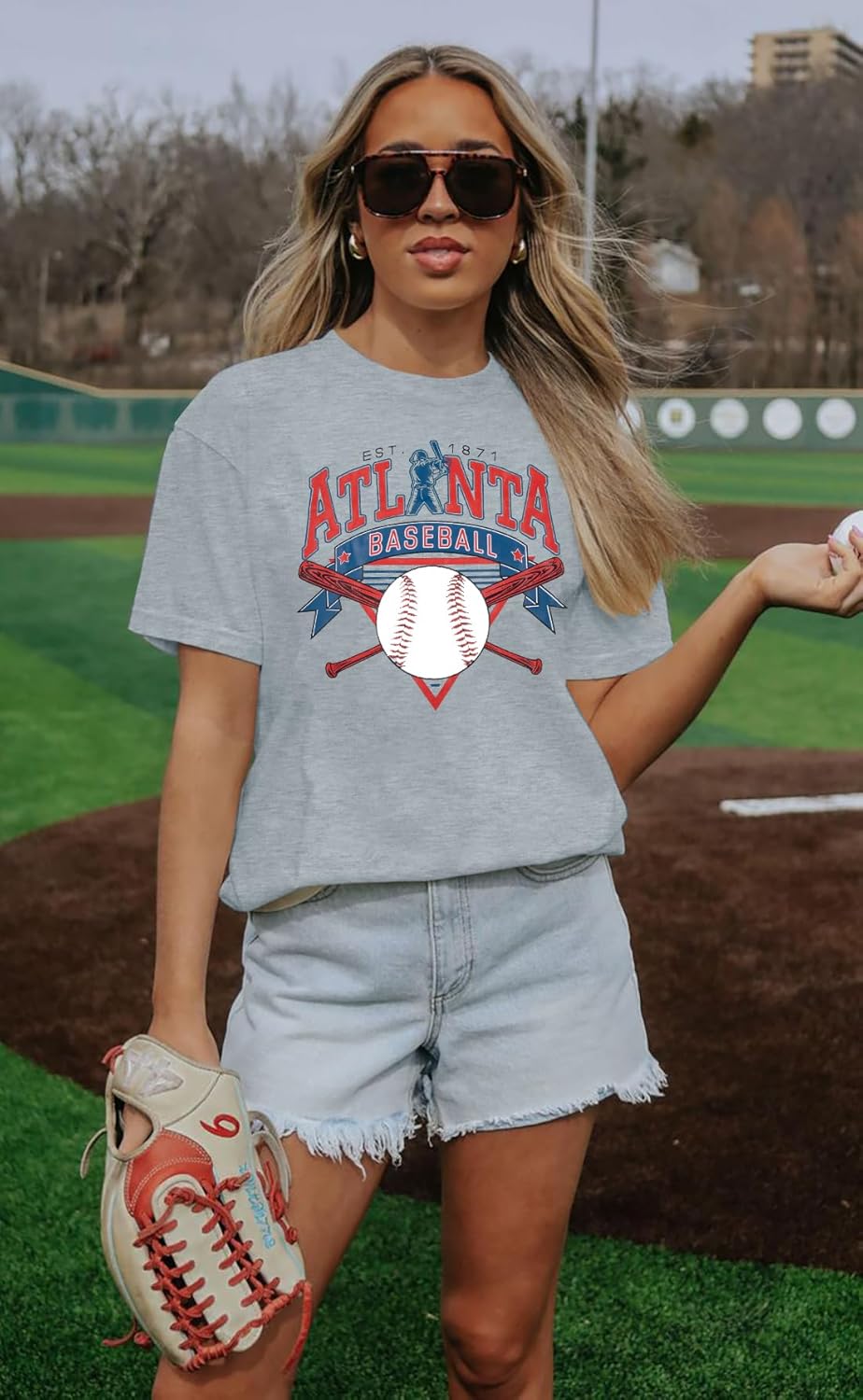 Baseball Shirts Women Baseball Mom T-Shirt Game Day Shirt Baseball Fan Tee Vintage Short Sleeve Tops - Image 3