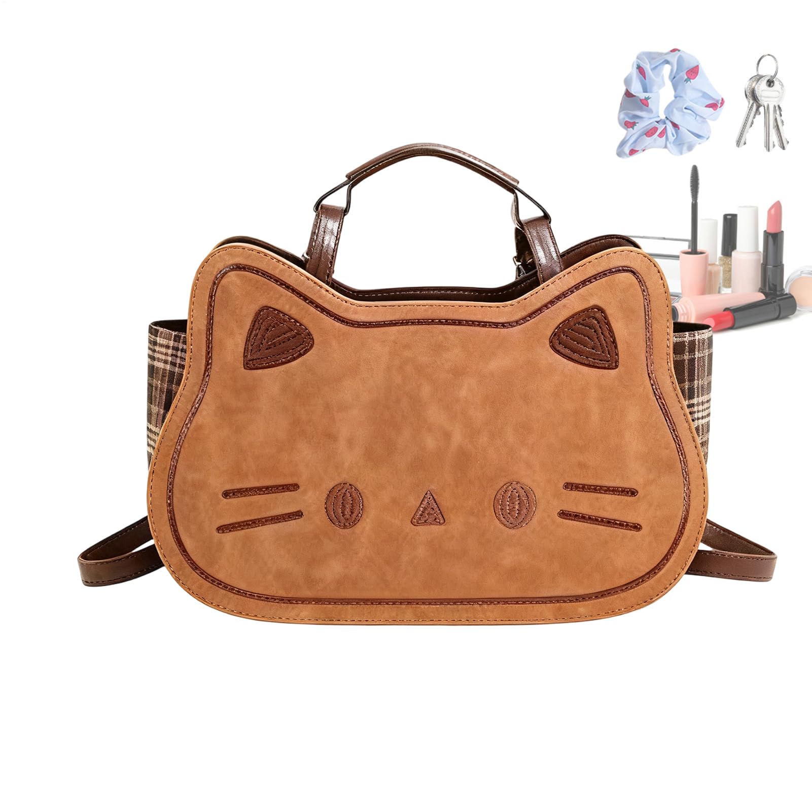 Bolso de cuero de gran capacidad con diseño de gatito elegante para señora 8