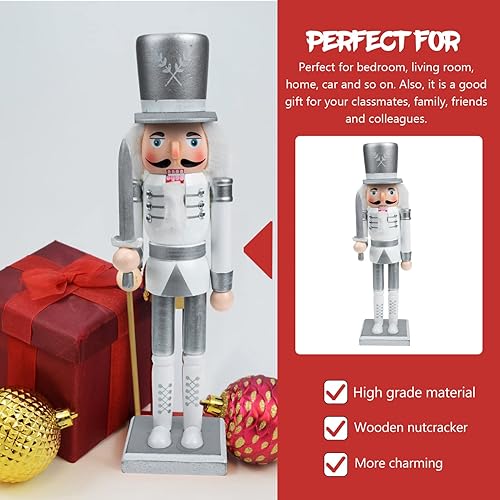 Miniatura 8 de CLISPEED Decoración de cascanueces de Navidad, decoración de cascanueces de madera, adorno de soldado, adorno de escritorio para fiesta de Navidad,