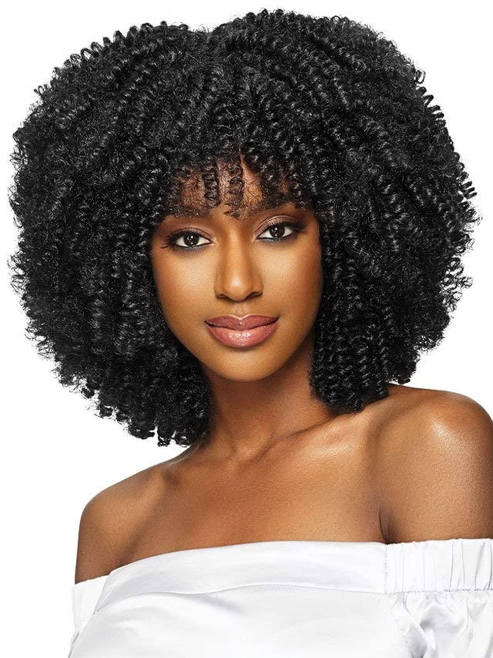 Aminow Short Curly Afro Wigs for Black Women, Soft
