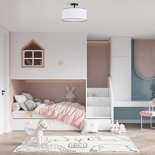 Miniatura 6 de VONLUCE Lámpara de techo semiempotrada, lámpara de techo de 18 pulgadas con forma difusa, lámpara moderna para dormitorio, sala de estar, entrada,