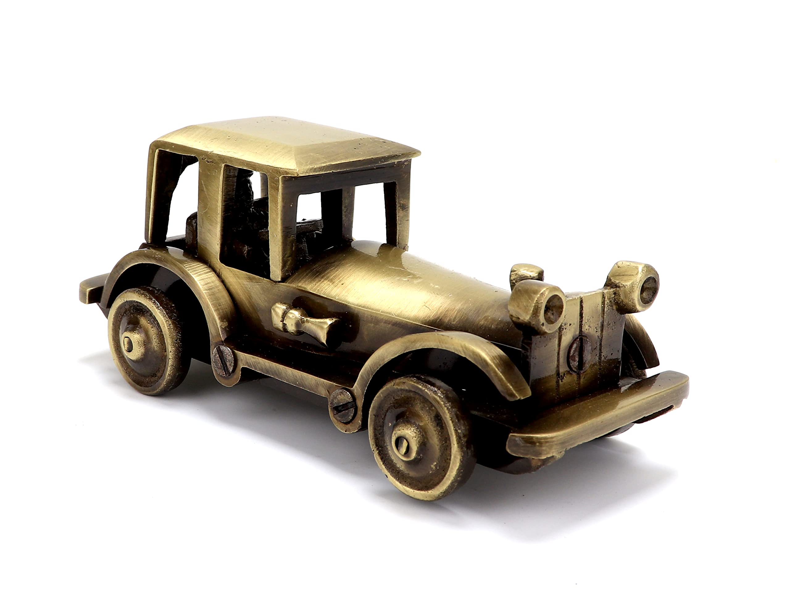 Two Moustaches Brass Vintage Motor Car Showpiece Figurine Statue for Home, Brass Antique Showpieces for Home, Standard, Pack of 1
