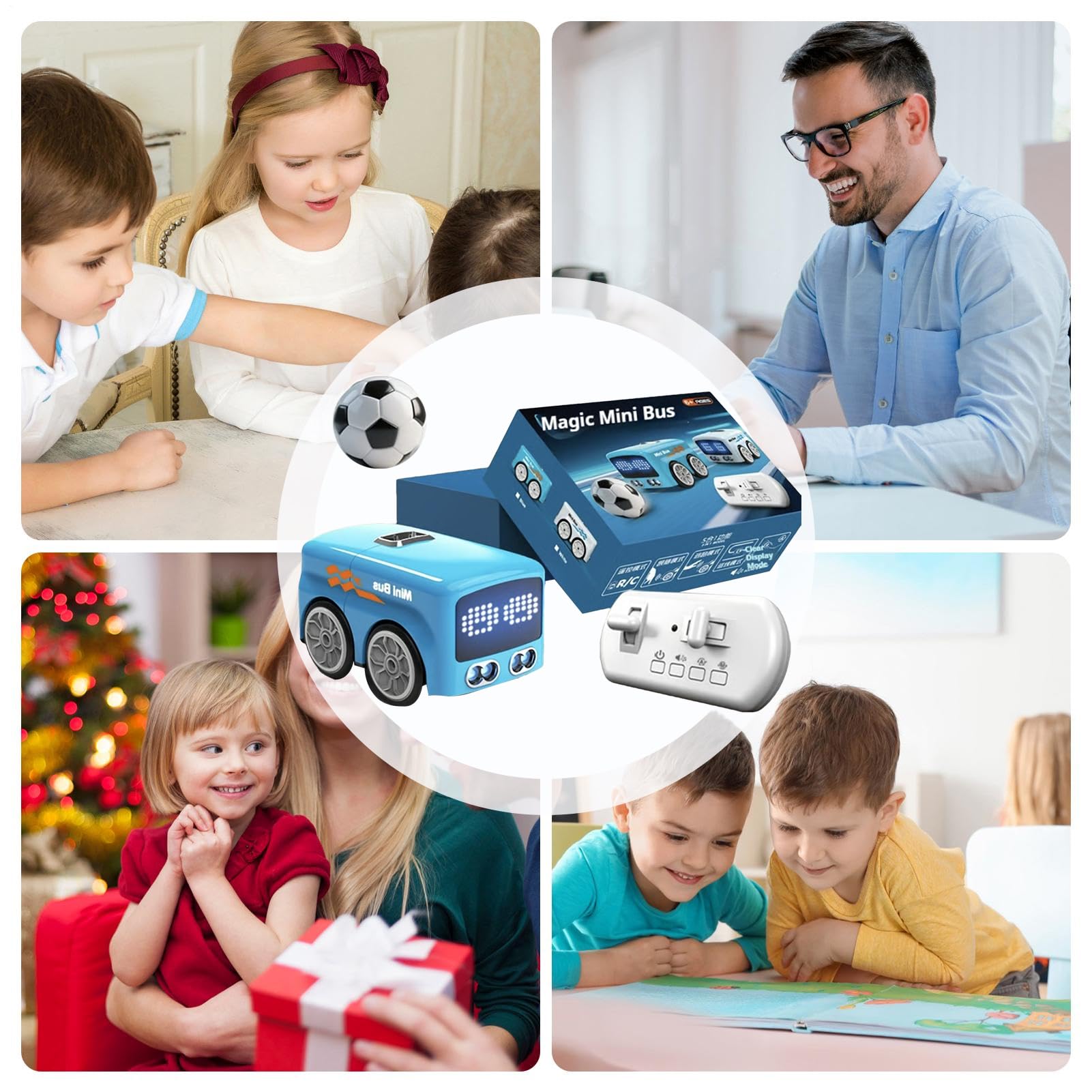 Mini Bus Télécommandé à Détection Gestuelle - Voiture RC Intelligente avec Capteur | Mode Suivi de Main et Évitement d'Obstacles, Jouet Interactif avec Lumières, Cadeau Anniversaire Fille 5-12 Ans