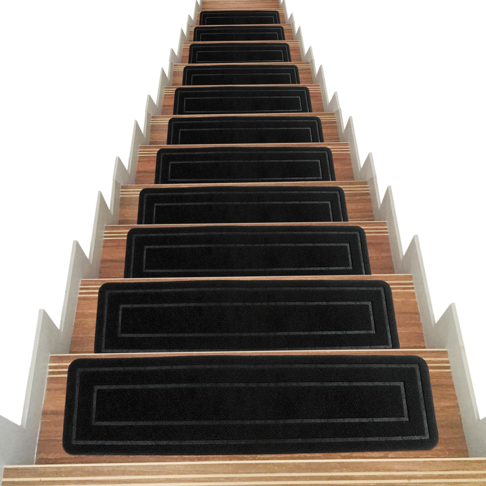 RIOLAND Stair Treads Carpet Non-Slip Indoor 15 PCS Wood Stair Treads Rugs  Anti Moving Modern Stair Runners Safety for Kids Dogs, 8 X 30, Diamond