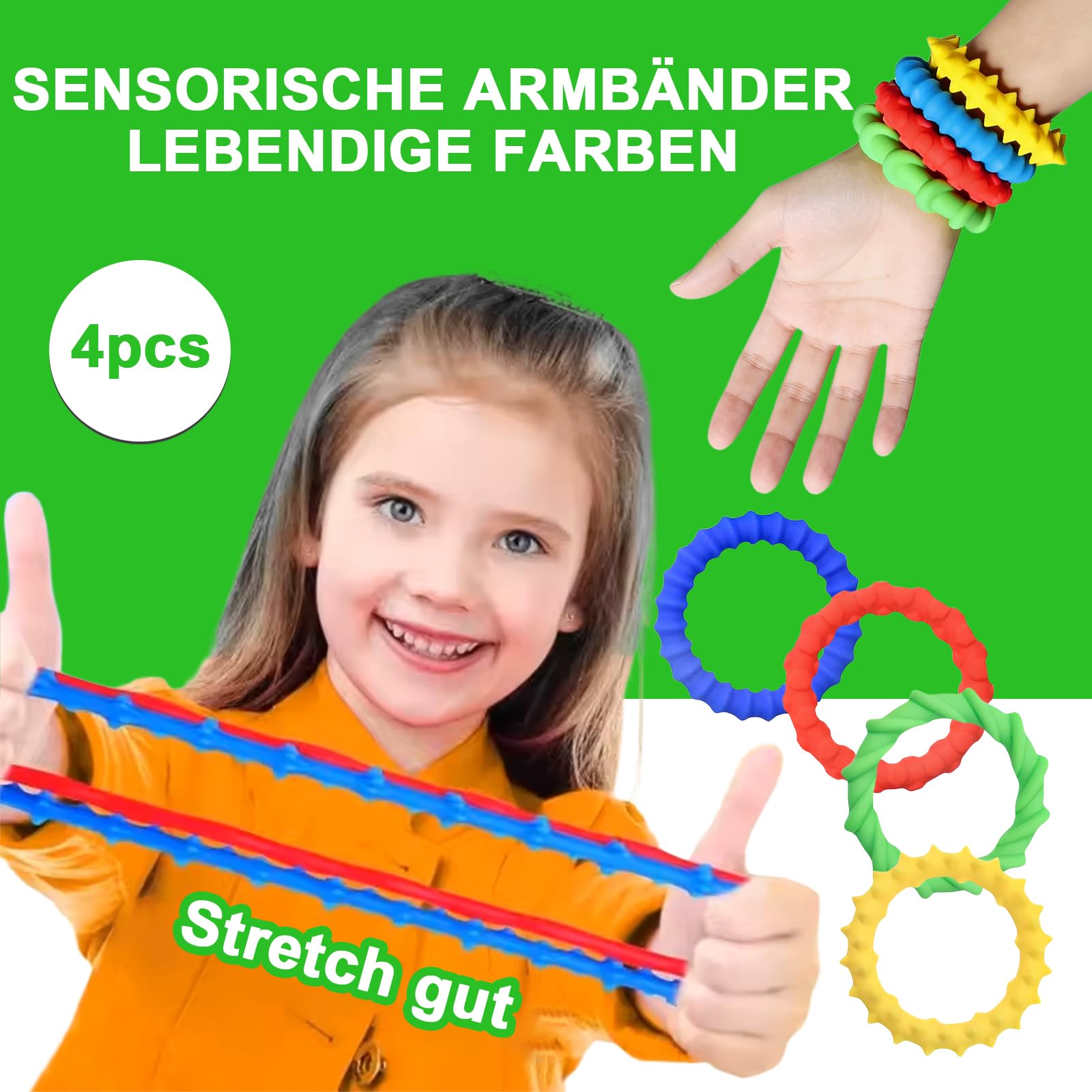 Zabawki dla dzieci z autyzmem, 4 sztuki zabawek sensorycznych dla dzieci, sensoryczna zabawka dla dzieci z autyzmem, bransoletka dla dzieci z ADHD, zabawka dla dorosłych