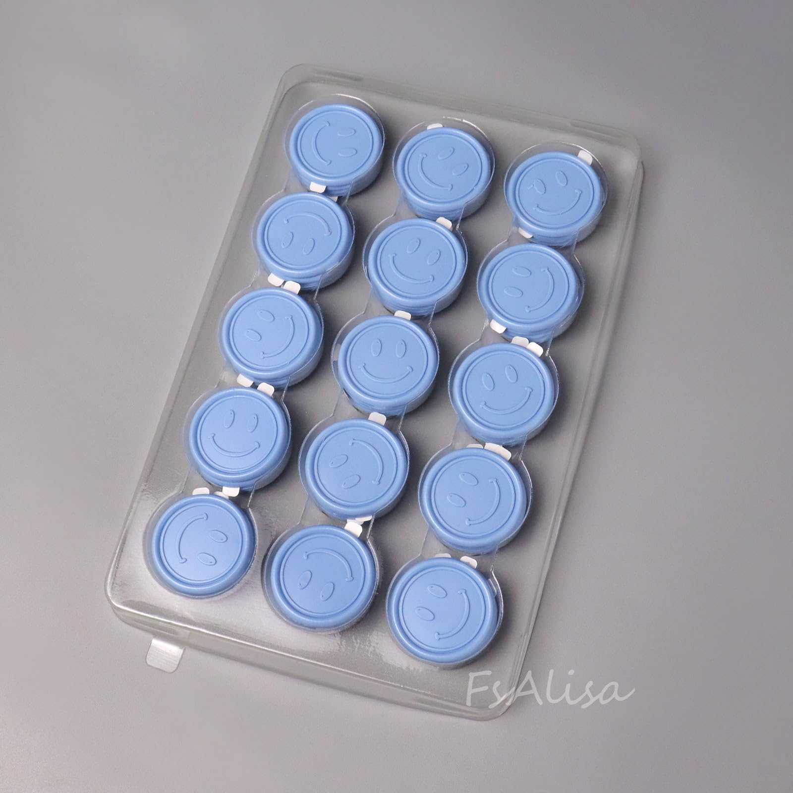 fsalisa Smiley Wax Seal Stickers 60pcs Wedding Invitation Envelope Seal Stickers, Self Adhesive Seal Wax Stickers for Christmas Invitations Cards Gift Wrapping Wine Packages (Dusty Blue*Smiley)