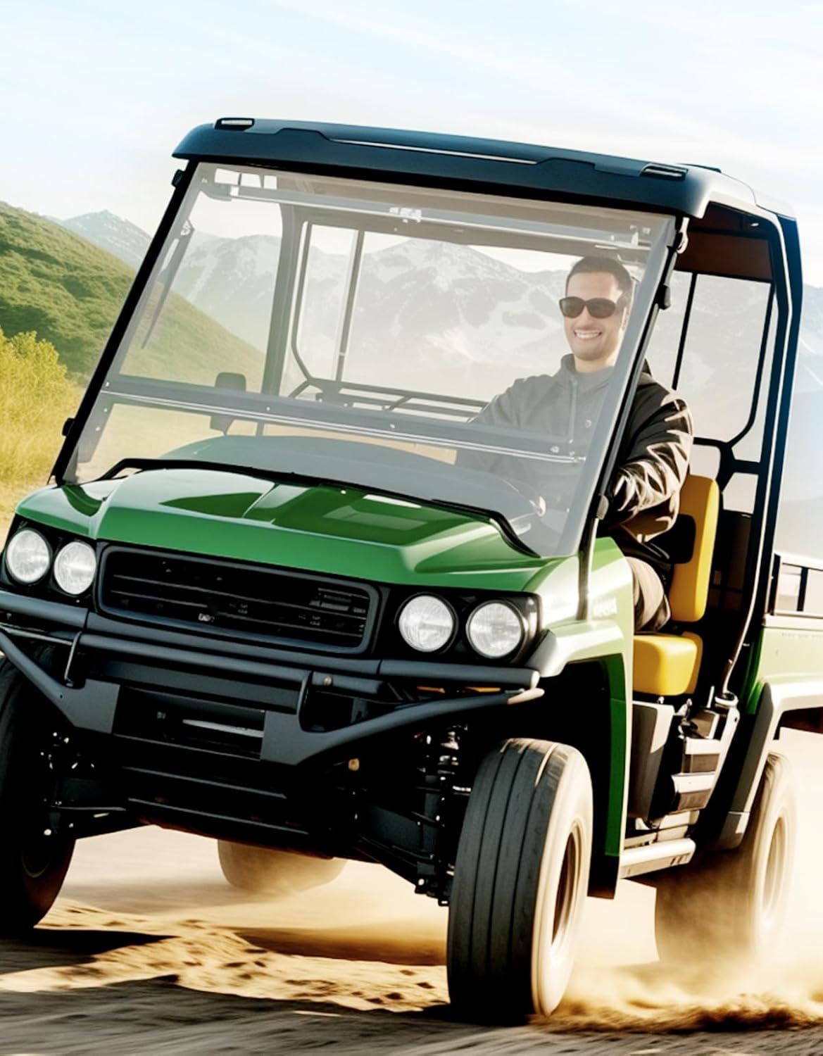 KEMIMOTO 3-in-1 Flip Windshield Compatible with John Deere Gator HPX, 620i, 625i, 825i, 825e, 825m, XUV 850, XUV 855D, Set to Closed, Vented or Open, Heavy-Duty Scratch Resistant, Clear Vision