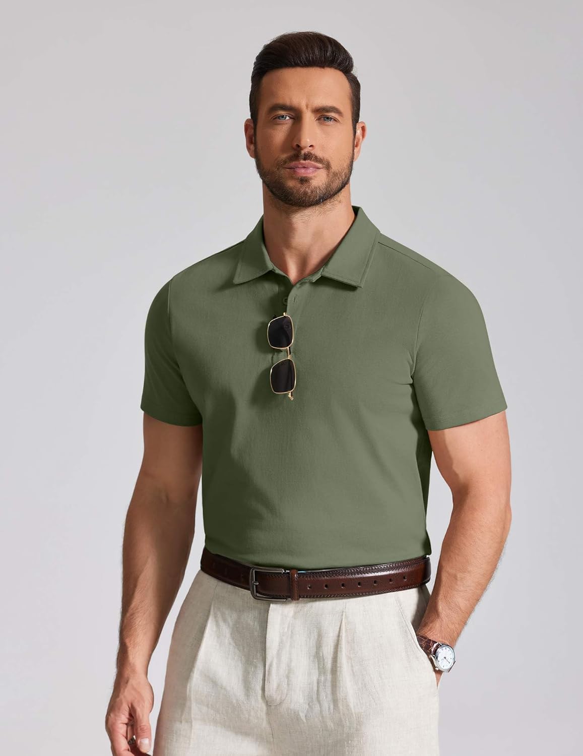 COOFANDY Mens Cotton Polo Shirt Short Sleeve Golf Shirts 3 Buttons Casual Work T Shirts - Image 6