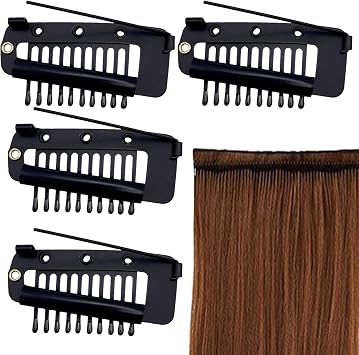 Metal Dupatta Clips with Safety Pin, Pack of 4 - Ideal for Wig, Hair Extension, Hijab & Tikka Setting