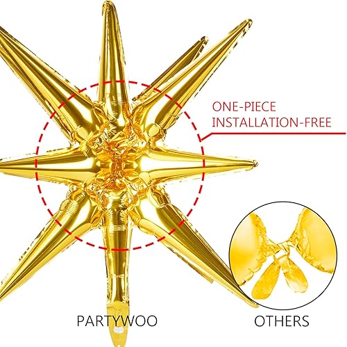 Miniatura 7 de PartyWoo 6 globos de estrella negra y globos de estrella dorados, 6 piezas