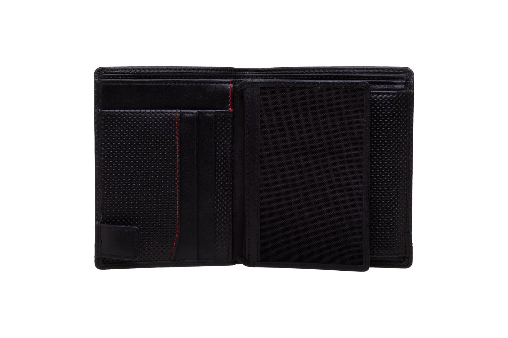 Valentini Portfel Męski - 13 Przegródek na Karty i Dokumenty - Ochrona RFID - Skóra Naturalna - 10 x 12,5 cm Czarny Perforated