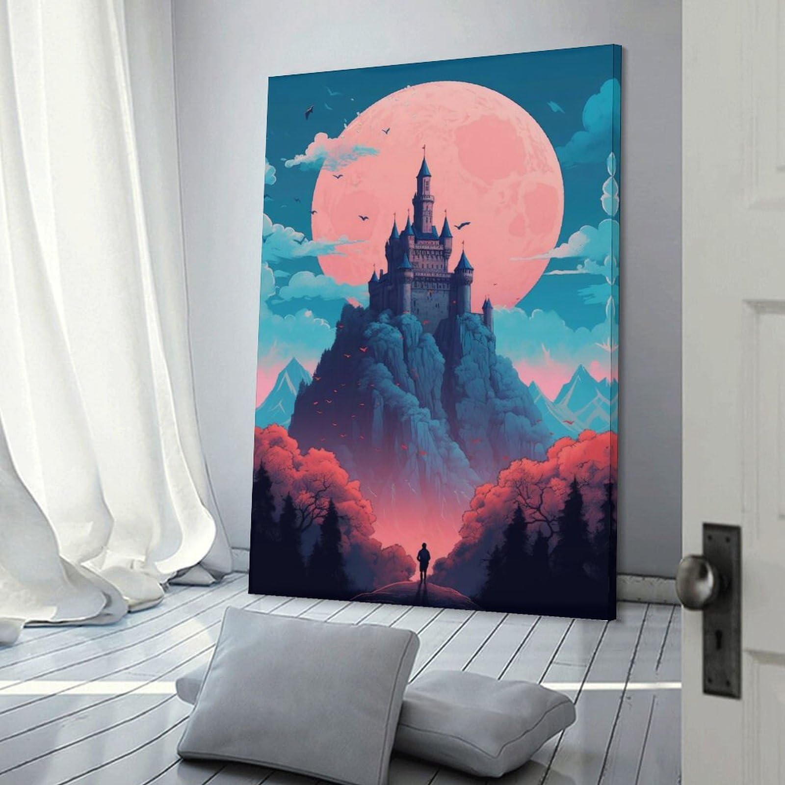 Junmoney Wall Picture Print Castle Neuschwanstein, 20x30inch(50x75cm), for Lounge, Bedroom Or Personal Spaces, Canvas Artwork with Gifting Potential