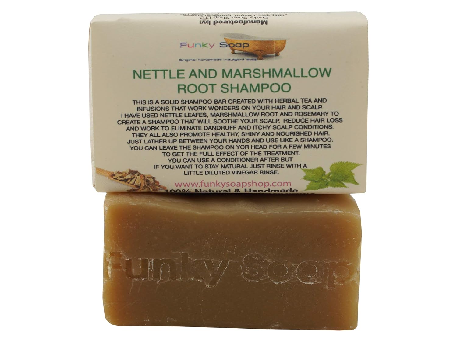 Handcrafted Marshmallow Root and Nettle Shampoo Bar 65g Amazon.co.uk