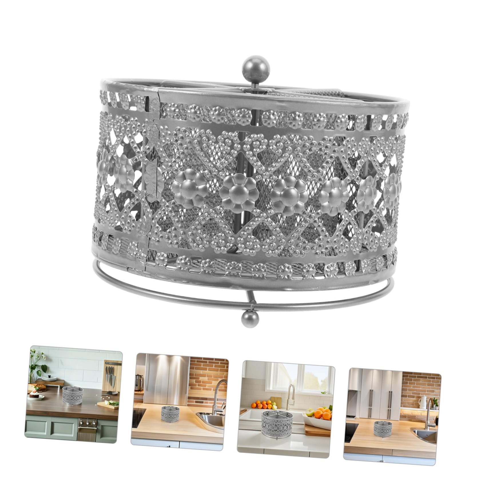 SOIMISS Support de Rangement pour Baguettes et Ustensiles en Fer, Rotatif, à Drainage Rapide, Design Ajouré, Cuisine et Salle à Manger
