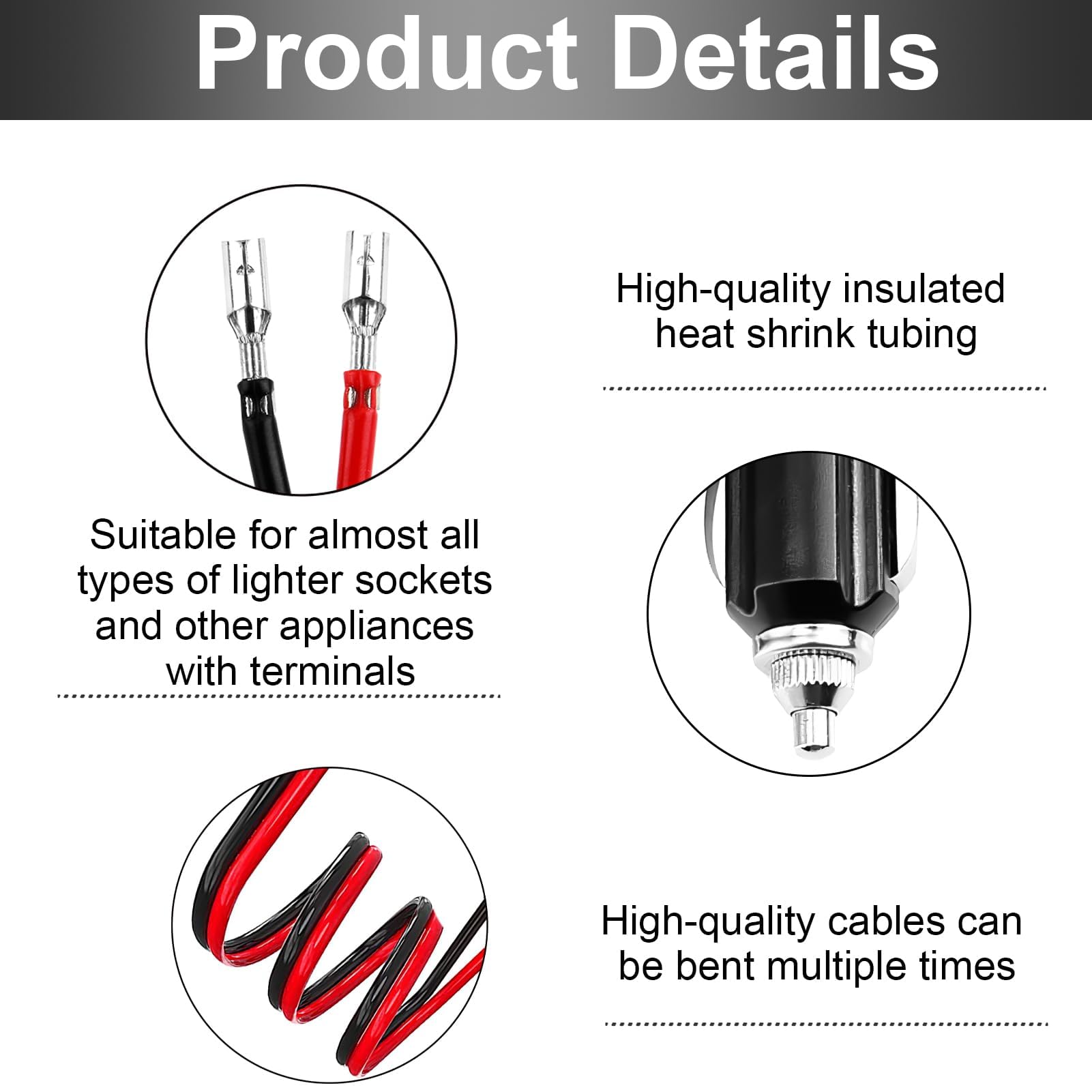 2Pz Encendedor de Cigarrillos Plug, Cable Conector Macho para Mechero de Coche de 12V-24V Enchufe de Mechero con Fusible Enchufe del Encendedor para Refrigeradores de Camiones, Reproductores de DVD