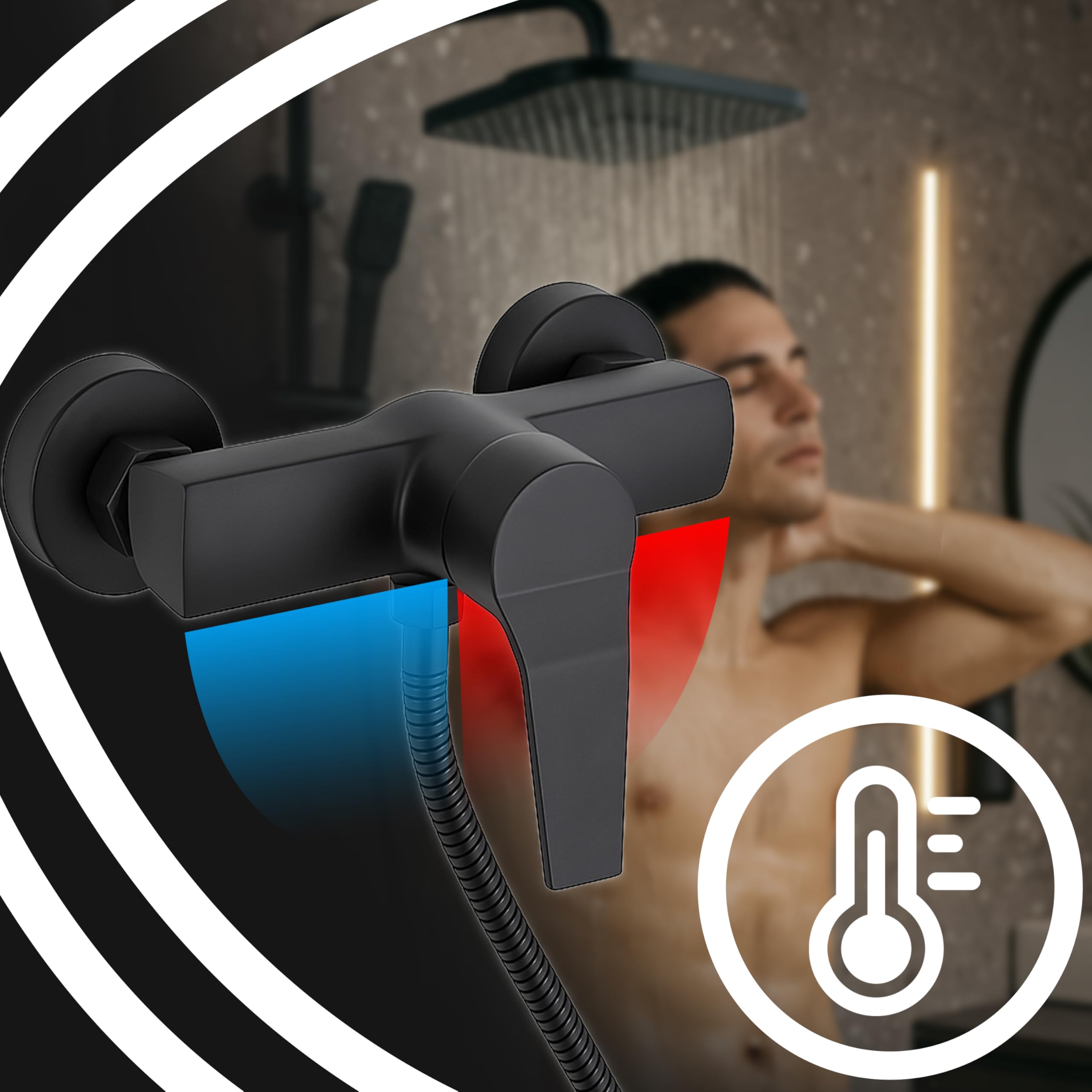 Retoo Duschset mit Regendusche und Handbrause – Edelstahl Duschsystem höhenverstellbar, verschiedene Strahlarten, wassersparend, Anti-Kalk, Chrom, Komplettset für Badezimmer