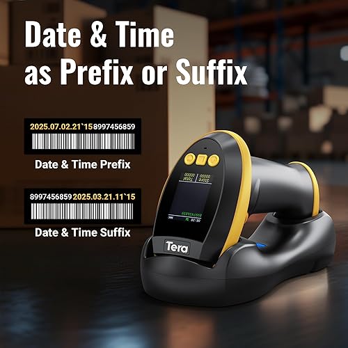 Miniatura 7 de Tera Escáner de Código de Barras Inalámbrico con Pantalla Versión Pro 1D 2D QR con Teclado de Configuración, Base de Carga, Funciona con Bluetooth