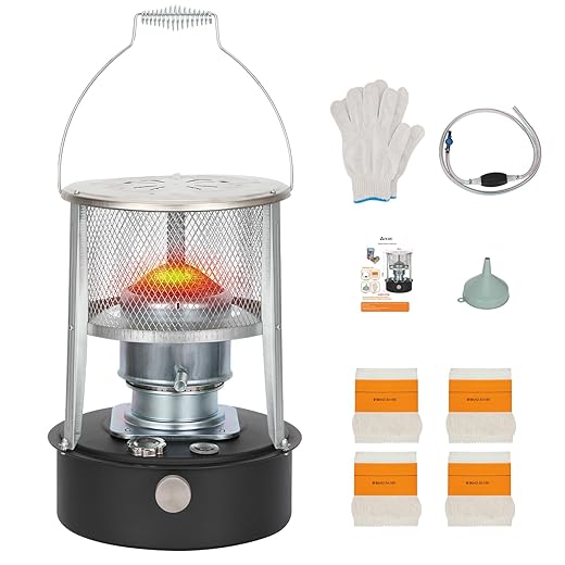 11,500 BTU Kerosene Heaters for Indoor Use, Portable Kerosene Heater with 4 Wicks, Kerosene Heater for Camping, Non Electric Heaters for Garage, Basement, Home, and Emergency Use