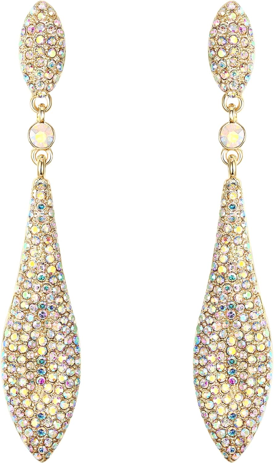 EVER FAITH Austrian Crystal Wedding Prom Jewelry Double Waterdrop Bridal Party Pierced Dangle Earrings for Women