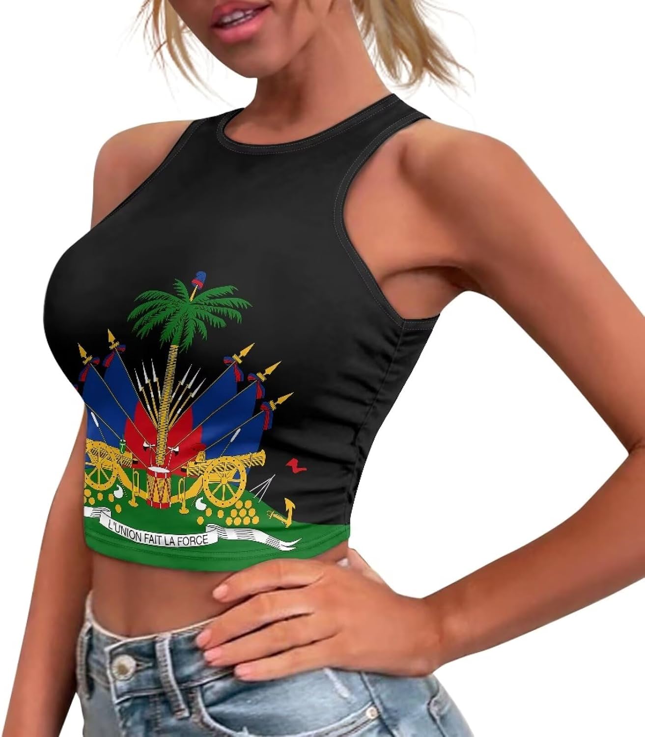 American Flag Crop Tank Tops for Women Patriotic T Shirt USA Shirt Stars Stripes 4th of July Vest Tops