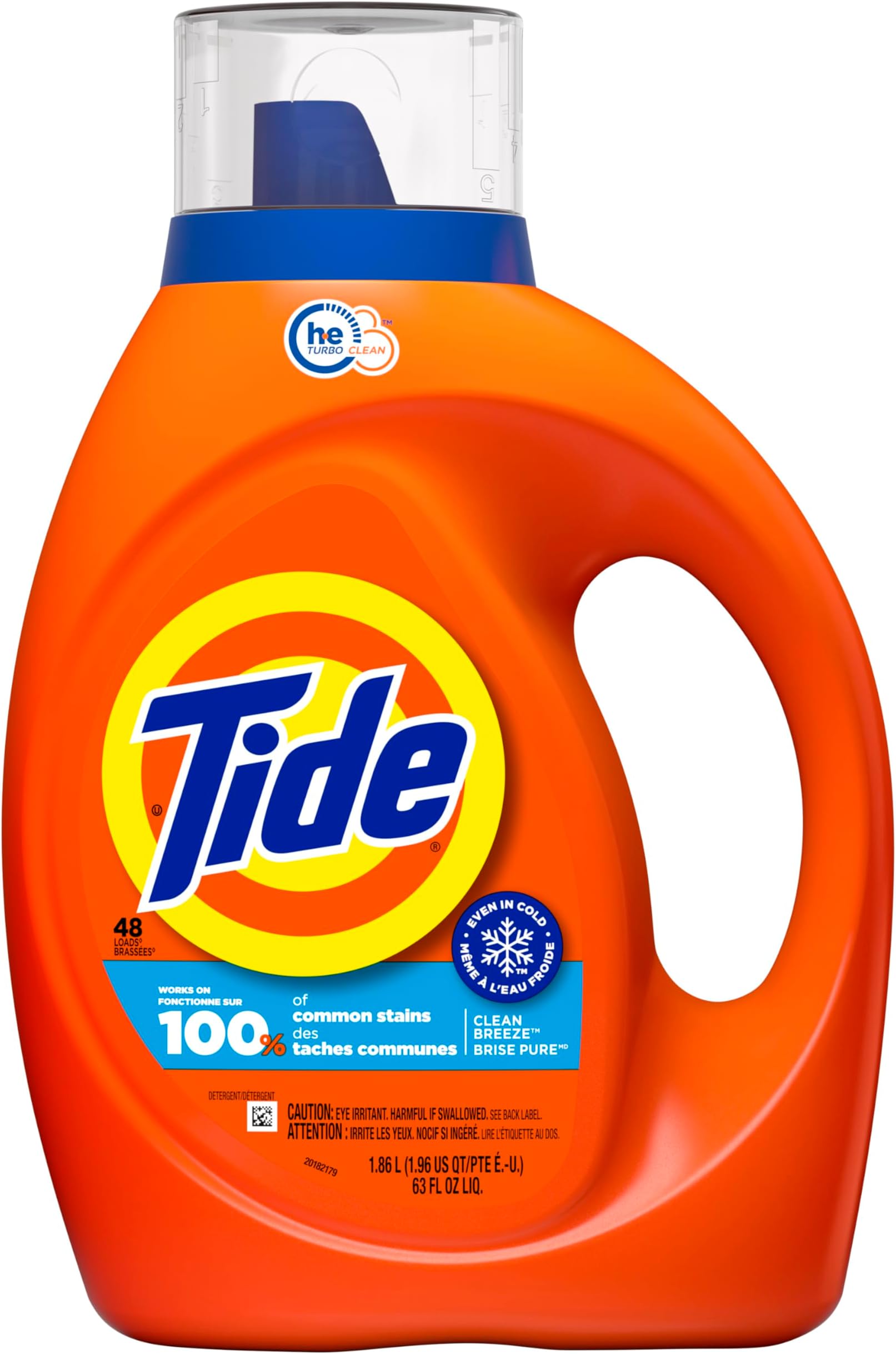 TideLiquid Laundry Detergent, Clean Breeze, 48 loads, 63 fl oz, HE Compatible