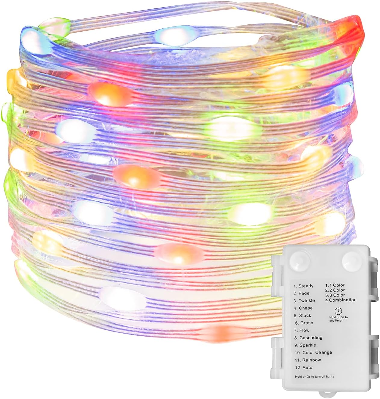 EAMBRITE Fairy Lights 30LT RGB LED String Lights Battery Operated with Timer Color Change String Lights Waterproof Indoor Outdoor Use for Bedroom Wedding Party Christmas Decoration
