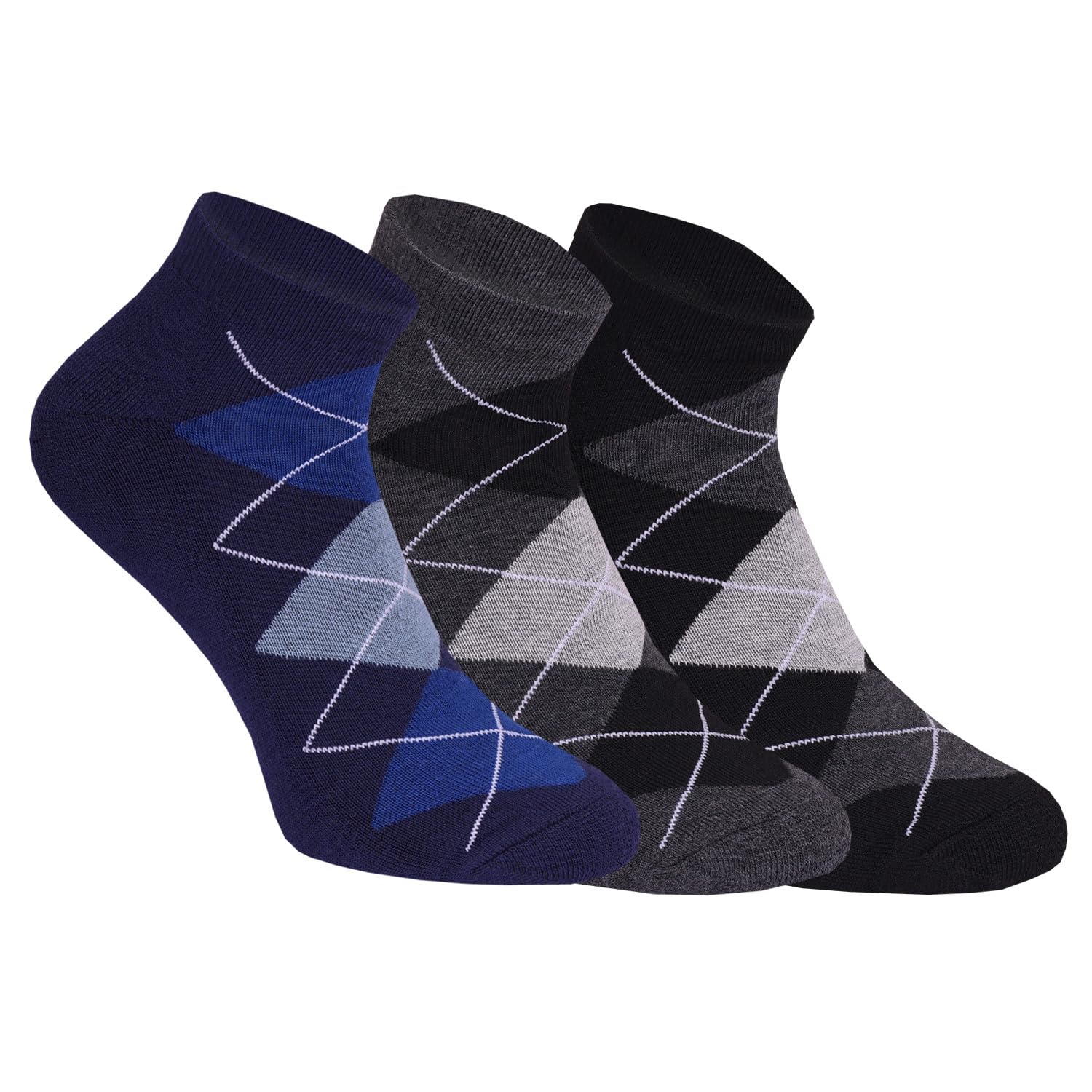 Socks for Men | Stylish Net Diamond Design Ankle Length Socks | Non-Slip Grip, Comfortable | Perfect for Every day | Free Size | Pack of 3 Pairs-image-31