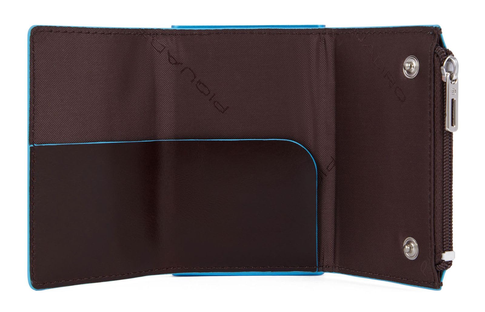 Piquadro – Cartera compacta Blue Square – en Metal y Cuero – Tarjetero automático, Monedero, protección RFID, 2 Compartimentos Interiores – Color Caoba – Hombre