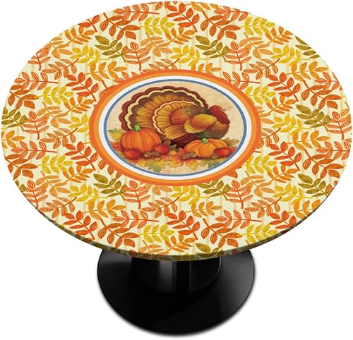 Mantel redondo de Halloween con borde elástico, castillo de calabaza, fantasma, murciélago, lavable, lavable, mantel de poliéster para cocina,