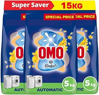 Automatic Laundry Detergent Powder, Touch of Comfort, up to 100% stain removal in 1 wash*, 15 Kg (5 Kg x 3), Packaging may vary