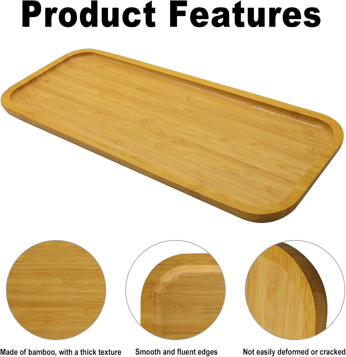 Murtenze Bamboo Vanity Tray, 14.2" x 6" x 0.8"