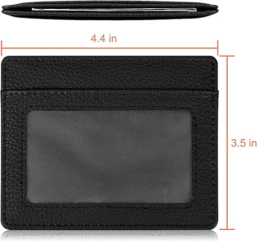 Miniatura 6 de Fintie - Billetera minimalista con bolsillo frontal bloqueo RFID tarjetero de crédito con ventana de identificación para hombres y mujeres negro